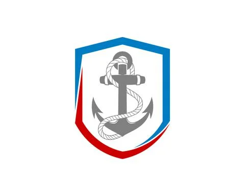 Anchor in the shield protection Stock Illustration