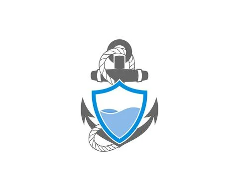 Anchor with shield protection in the middle Stock Illustration
