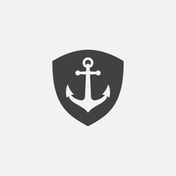 Anchor shield vector, Anchor vector icon Stock Illustration
