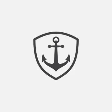 Anchor shield vector, Anchor vector icon Stock Illustration