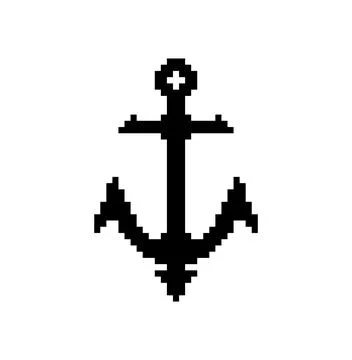 Anchor ship pixel art. 8 bit Vector illustration Stock Illustration