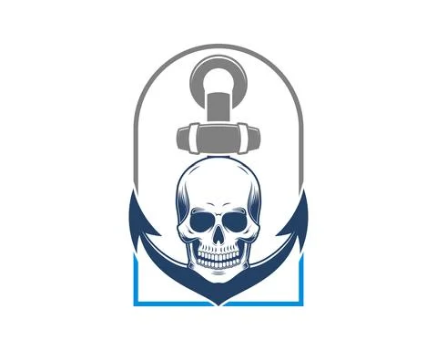 Anchor with skull head in the middle Stock Illustration