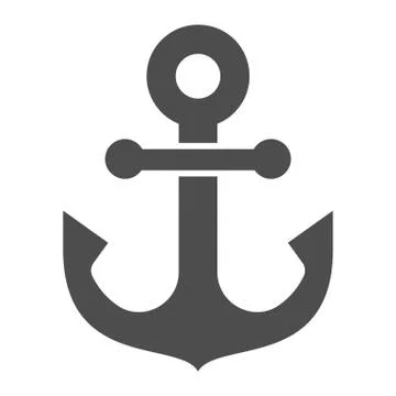 Anchor solid icon, marine concept, nautical emblem sign on white background Stock Illustration