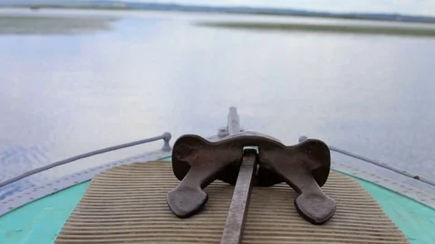Anchor in the stern of the boat 스톡 동영상 77663593