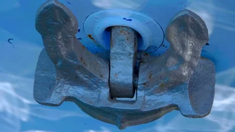 On the anchor the sunlight and waves create a beautiful pattern (caustic) Stock Footage 104103122