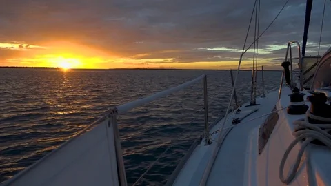At anchor at sunset Stock Footage 107931577