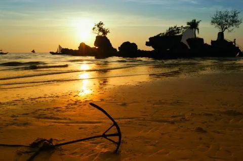 Anchor at sunset Foto stock
