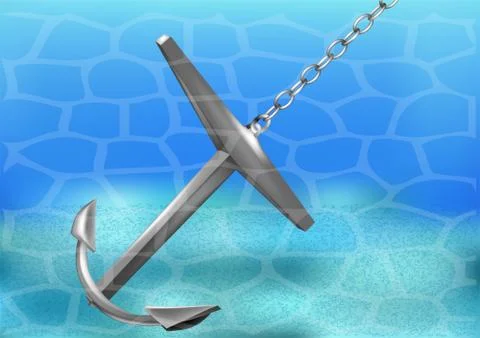 Anchor under water Stock Illustration