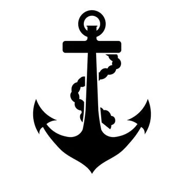 Anchor vector black icon on white background Stock Illustration