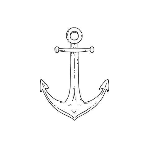 Anchor vector black white doodle sketch isolated illustration. Stock Illustration