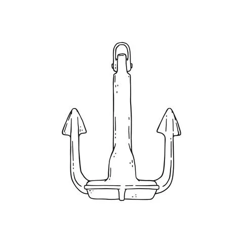 Anchor vector black white doodle sketch isolated illustration. Stock Illustration
