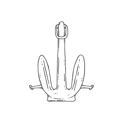Anchor vector black white doodle sketch isolated illustration. Stock Illustration