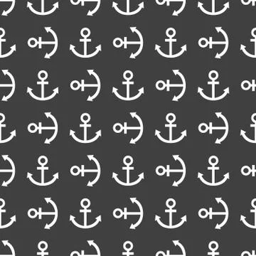 Anchor web icon. flat design. Seamless pattern. Illustrazione stock
