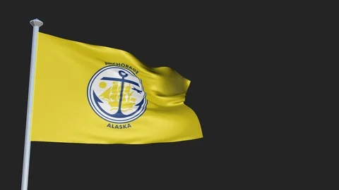 Anchorage Alaska - Loopable 3D flag animation with Alpha Channel and Transpar Stock Footage 90966916