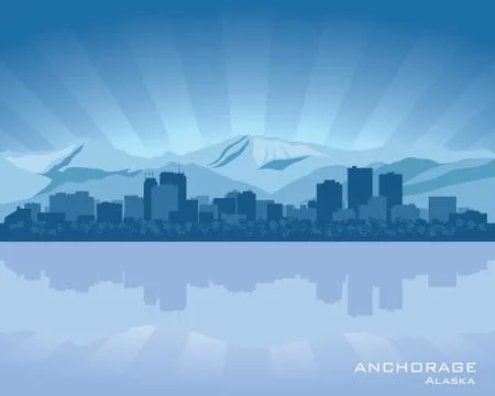 Anchorage, alaska skyline Stock Illustration