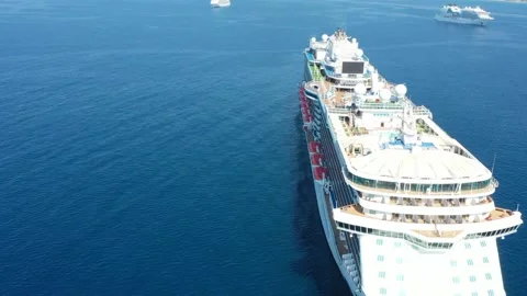 Anchorage for empty cruise ships. Empty cruise ships parking Stock Footage 139647566