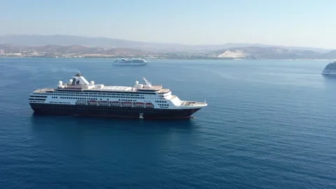Anchorage for empty cruise ships. Empty cruise ships parking Stock Footage 139647764