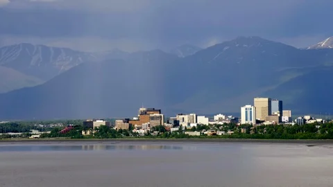Anchorage Skyline summer Stock Footage 110414466