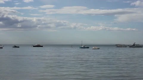Anchored boats Stockbeeldmateriaal 40079407