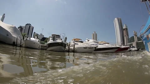 Anchored boats Stock Footage 41598872