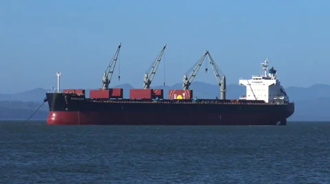 Anchored Bulk Carrier Video stock 60933210