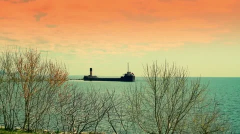 Anchored Ship HD Stock Footage 10884355