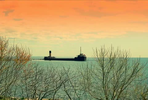 Anchored Ship NTSC Stock Footage 10884347