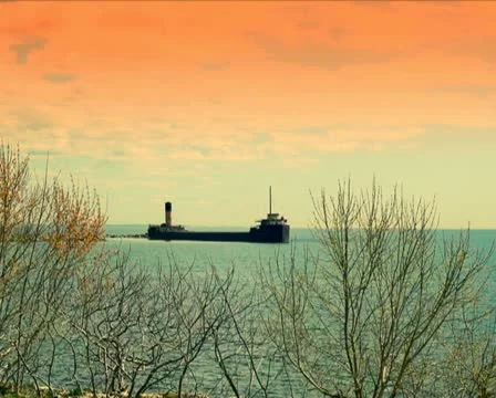 Anchored Ship PAL Stock Footage 10884345