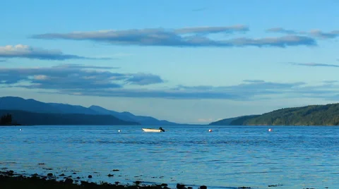 Anchored Skiff in Evening Stock Footage 67614519