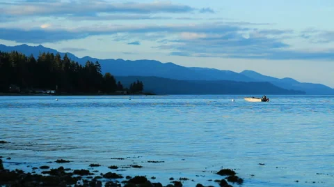 Anchored Skiff in Evening Stock Footage 67614710