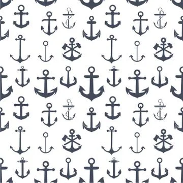 Anchors seamless background Stock Illustration