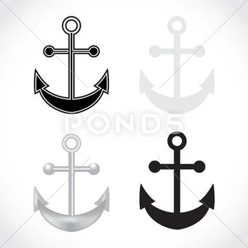 Anchors on white background Stock Illustration