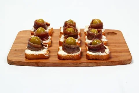 Anchovy canapes Stock Photos