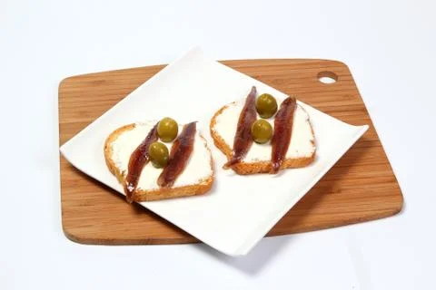 Anchovy canapes Stock Photos