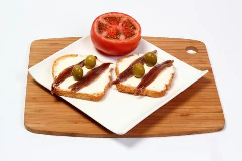 Anchovy canapes Stock Photos