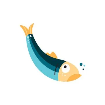 Anchovy fish vector illustration. Small salted forage fish of the family Engr Stock Illustration