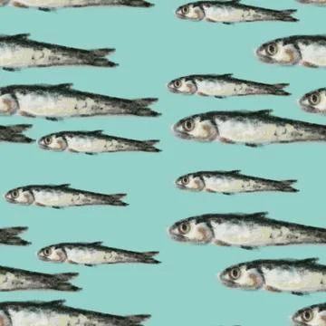 Anchovy pattern, ideal footage for themes such as Mediterranean cuisine and Stock Illustration