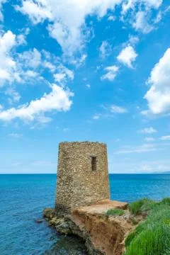 Ancient Abbacurrente tower in spring Stock Photos