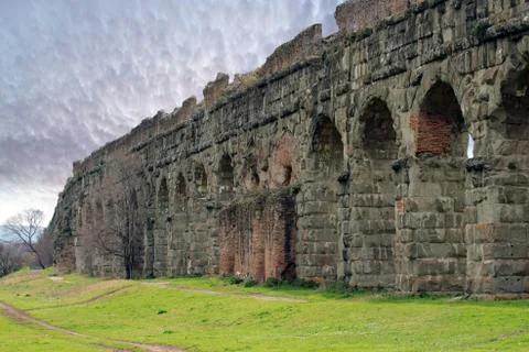 Ancient Acqueduct Ruins Stock Photos