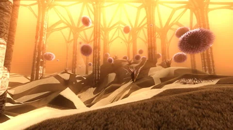 Ancient Alien Ruins of Alien Civilisation with Alien Life and Apocalyptic Sky 스톡 동영상 64857644