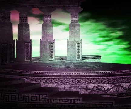 Ancient altar premade backdrop Stock Illustration