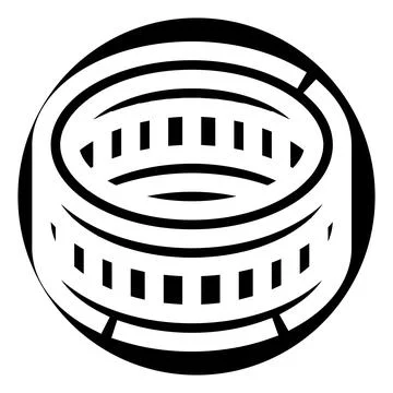 Ancient amphitheater building structure global travel landmark icon Stock Illustration