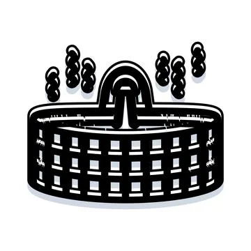 Ancient amphitheater building structure historic landmark Ilustración de archivo