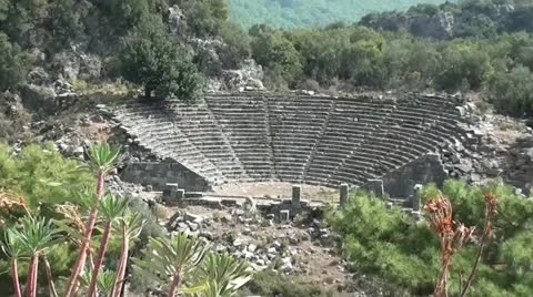 Ancient Amphitheater quick zoom out Stock Footage 18079286