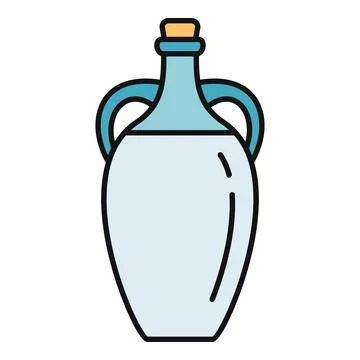 Ancient amphora ceramic vessel with cork stopper icon Stock Illustration