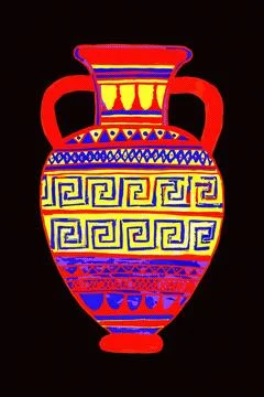 Ancient amphora with two handles isolated Stock Illustration