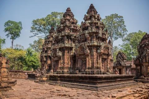 Ancient angkor ruins at cambodia, asia. culture, tradition, religion. history Stock Photos