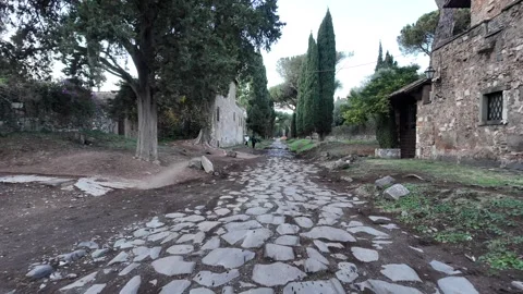 Ancient Via Appia Stone Road View Stock Footage 325897137