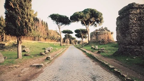 Ancient Appian way Stock Footage 121640328