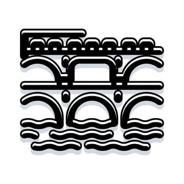 Ancient aqueduct bridge structure over water landmark 스톡 일러스트
